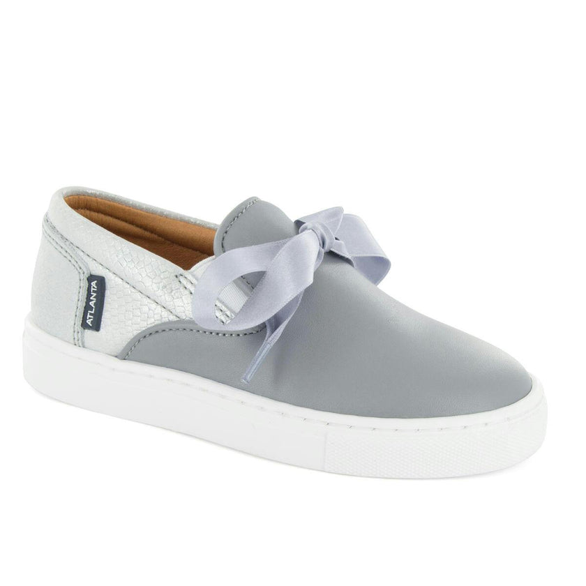 Leather & Lace Slip On Sneakers, Grey
