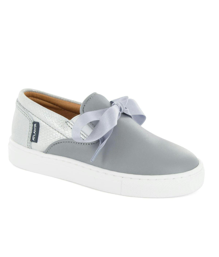 Leather & Lace Slip On Sneakers, Grey