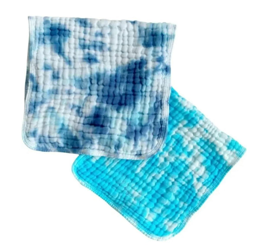 Tie-Dye Burp Cloth Set, Blues