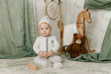 Star-Patch Velour Footie & Hat Set