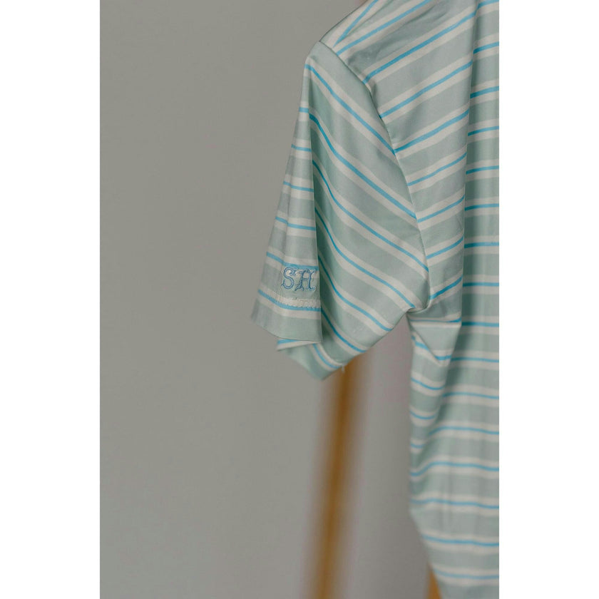 Athletic Polo in Stripe in Blue Jay