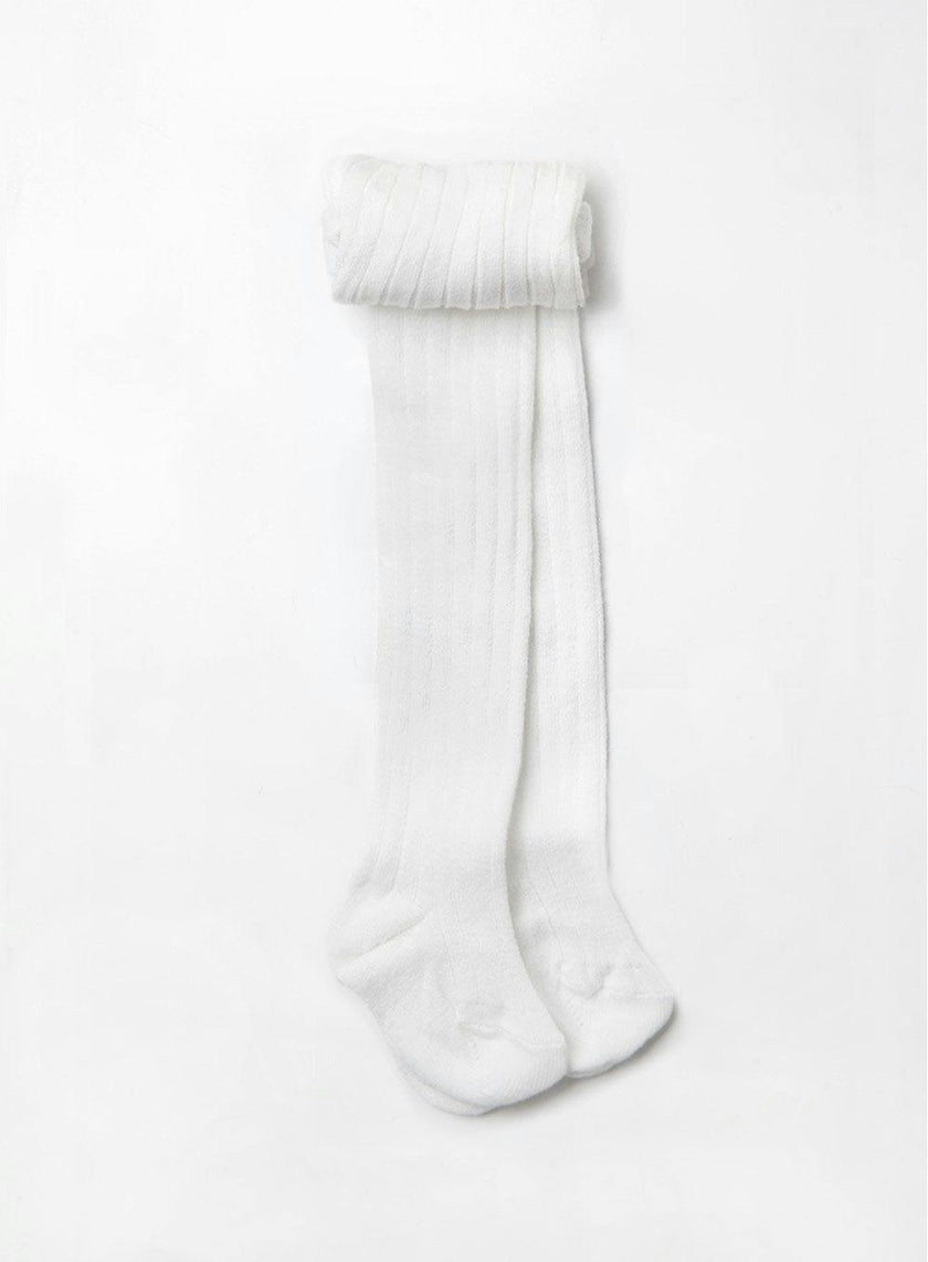 Baby Ribbed Tights in White