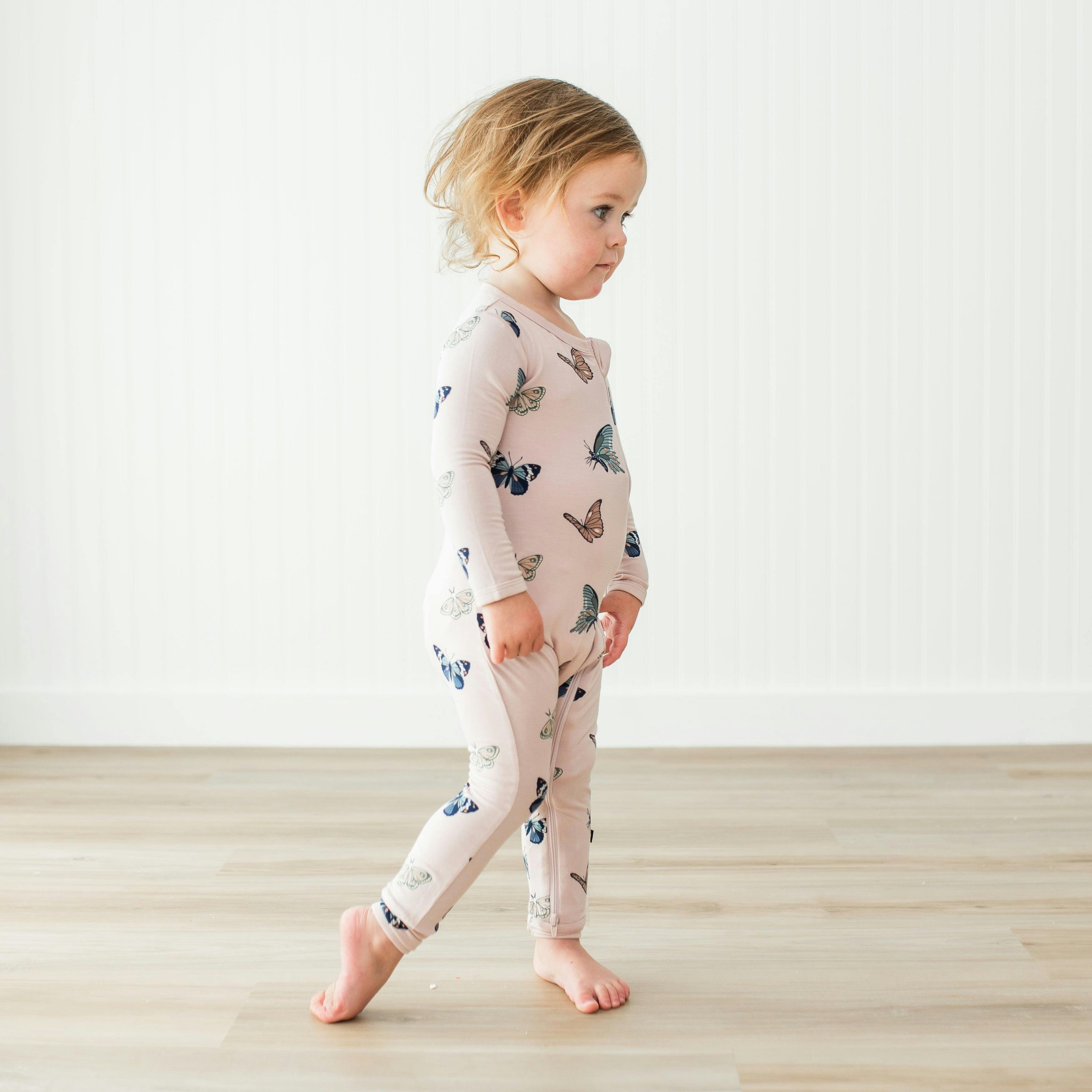 Zippered Romper in Blush Butterfly