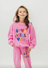 Good Vibes Only Print Sweatshirt And Pant Set