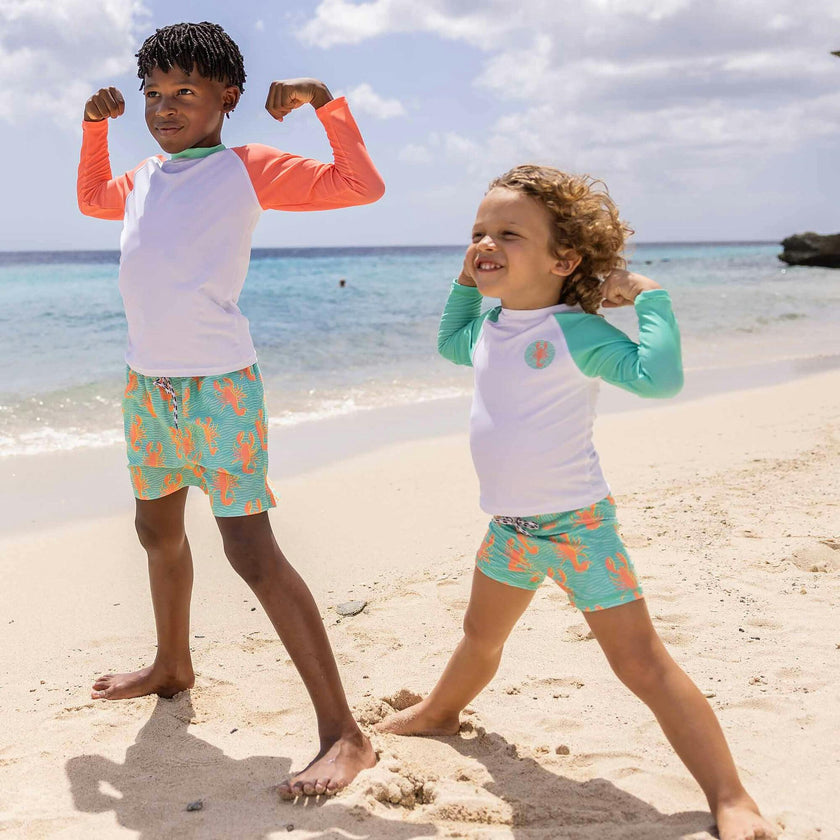 UPF50+ Contrast Long Sleeve Rashguard & Short Set