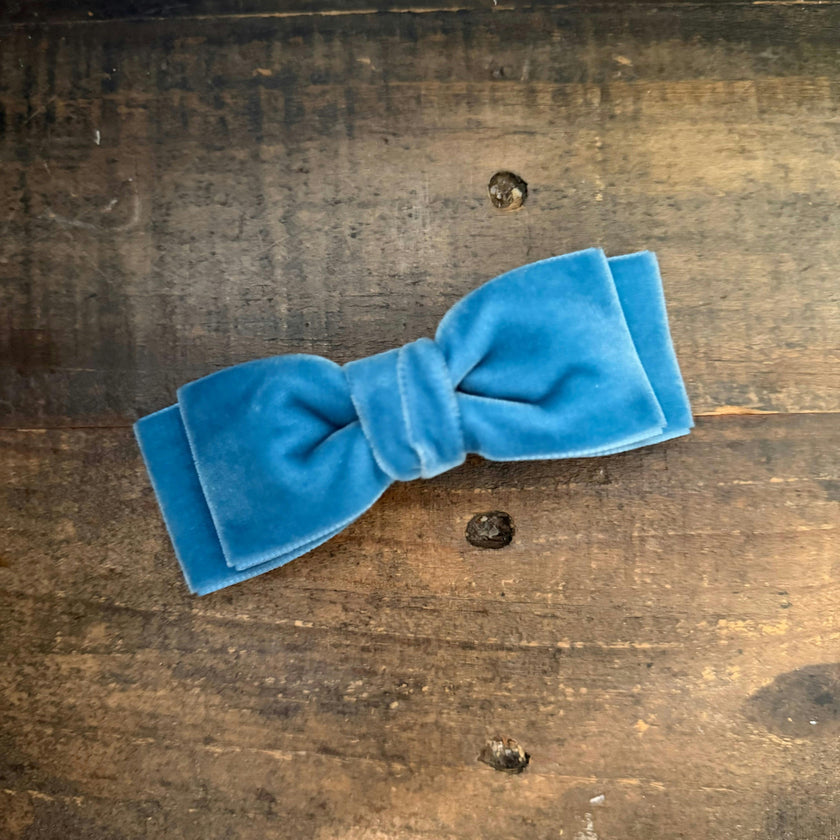 Double Velvet Bows, Black/French Blue Bundle Set