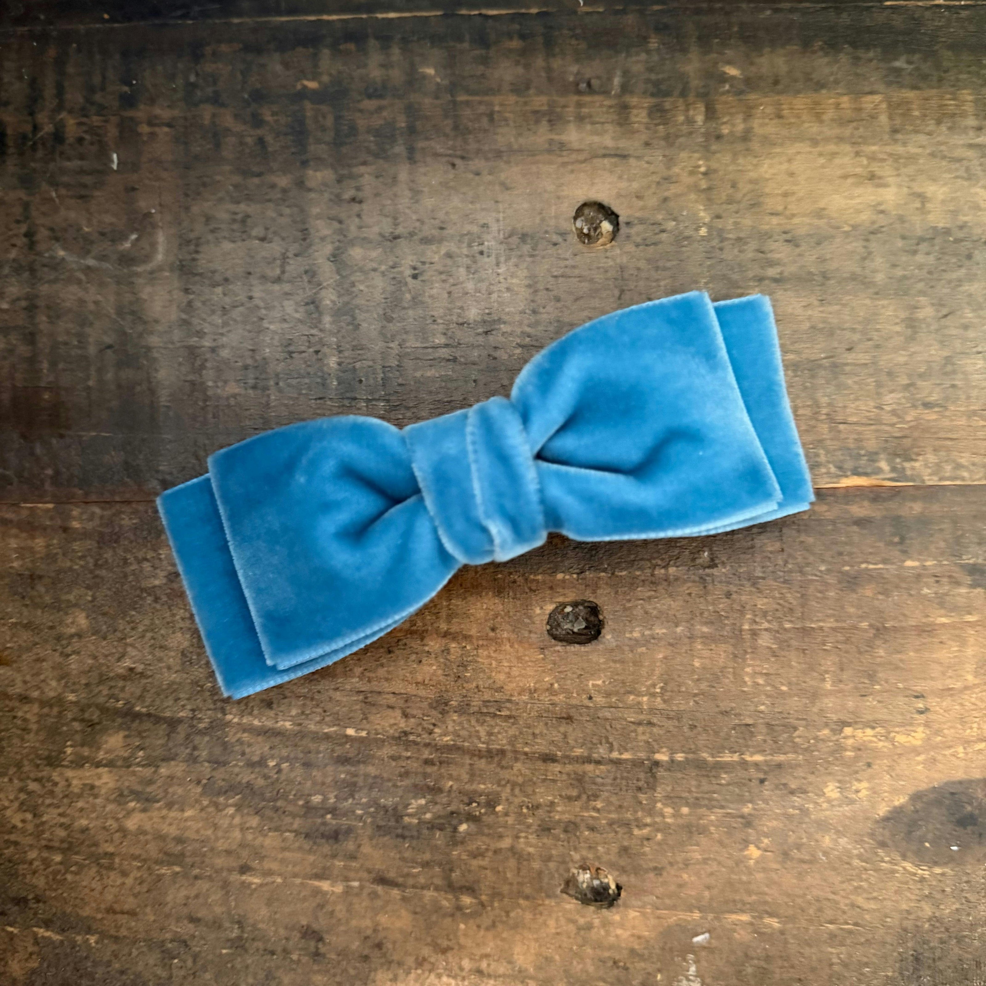 Double Velvet Bows, Black/French Blue Bundle Set