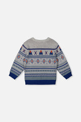 Jacquard Knit Sweater Blue And Beige
