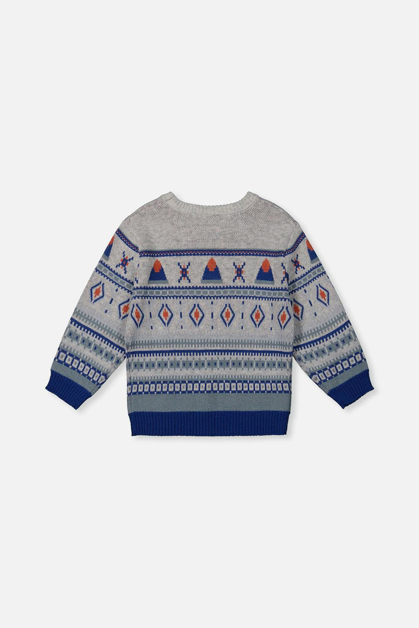 Jacquard Knit Sweater Blue And Beige