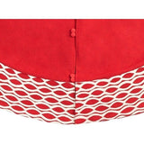 Handmade Christmas Tree Skirt in Recycled Wool - Ovals Border on Red - 60"