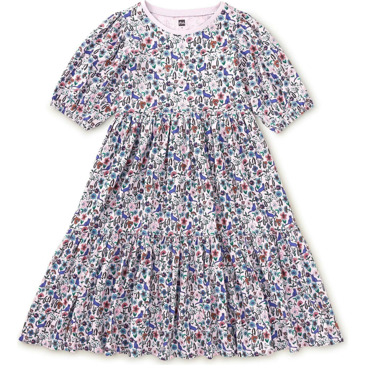 Flowy Tiered Midi Dress, Brown