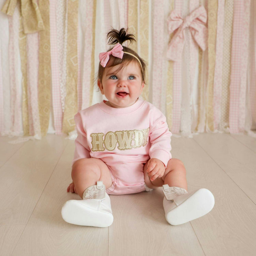 Howdy Patch Western Long Sleeve Romper