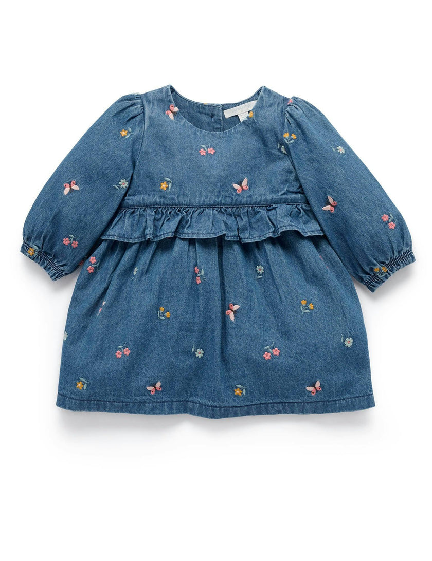 Denim Embroidered Dress Ladybird Broderie
