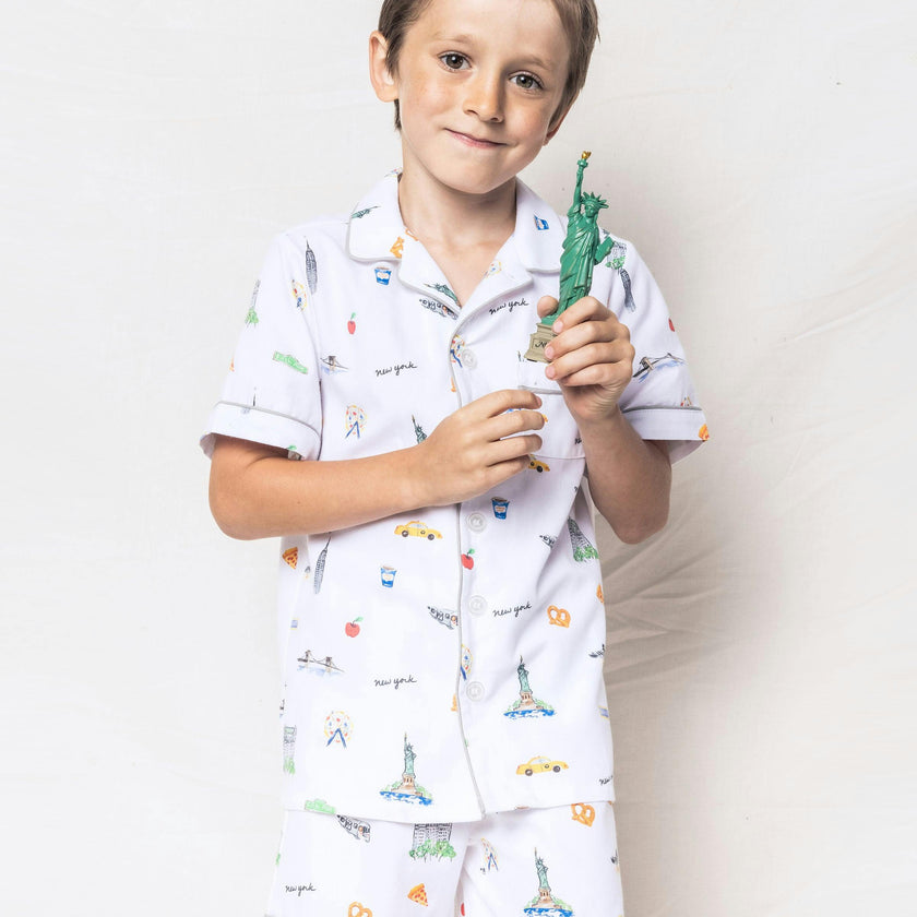 Kid's Twill Pajama Short Set in New York! New York!