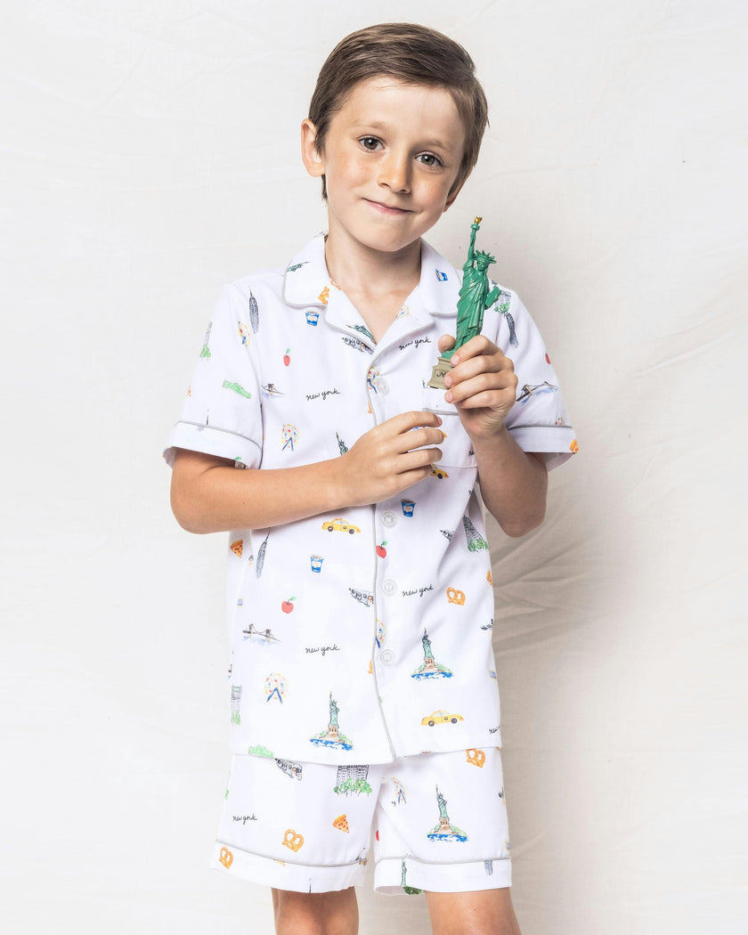 Kid's Twill Pajama Short Set in New York! New York!