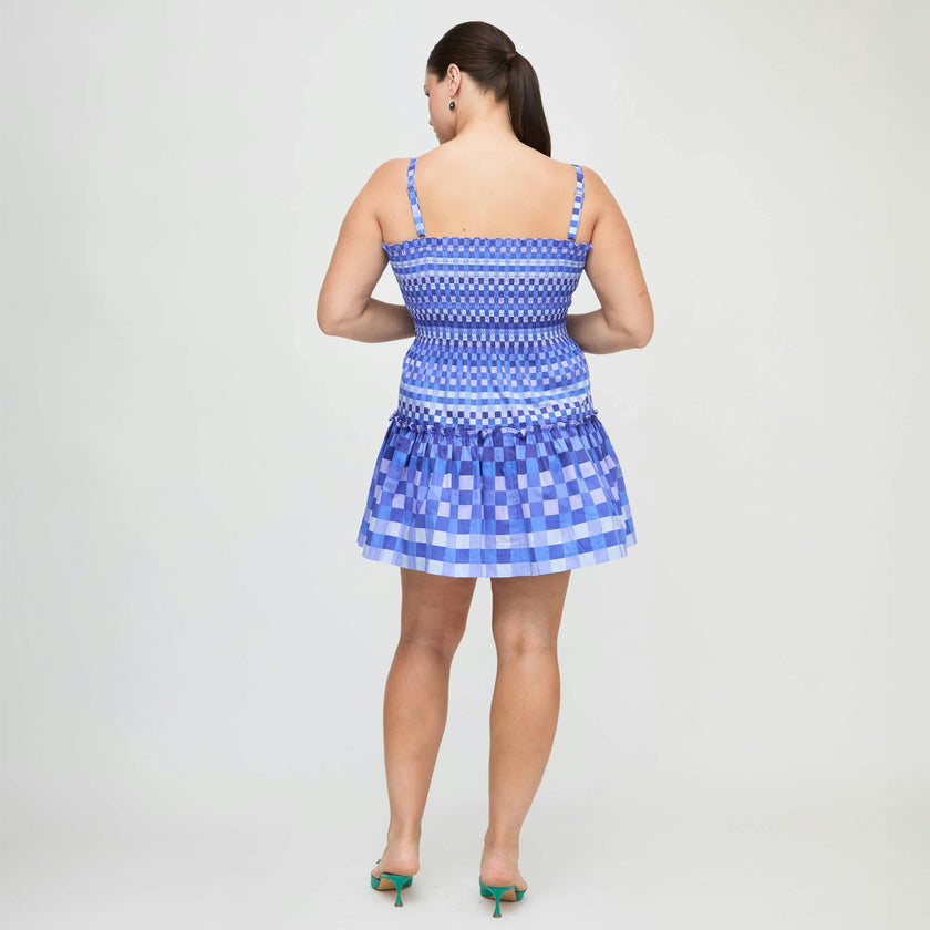 The Seraphina Mini Nap Dress - Blue Indigo Tilework