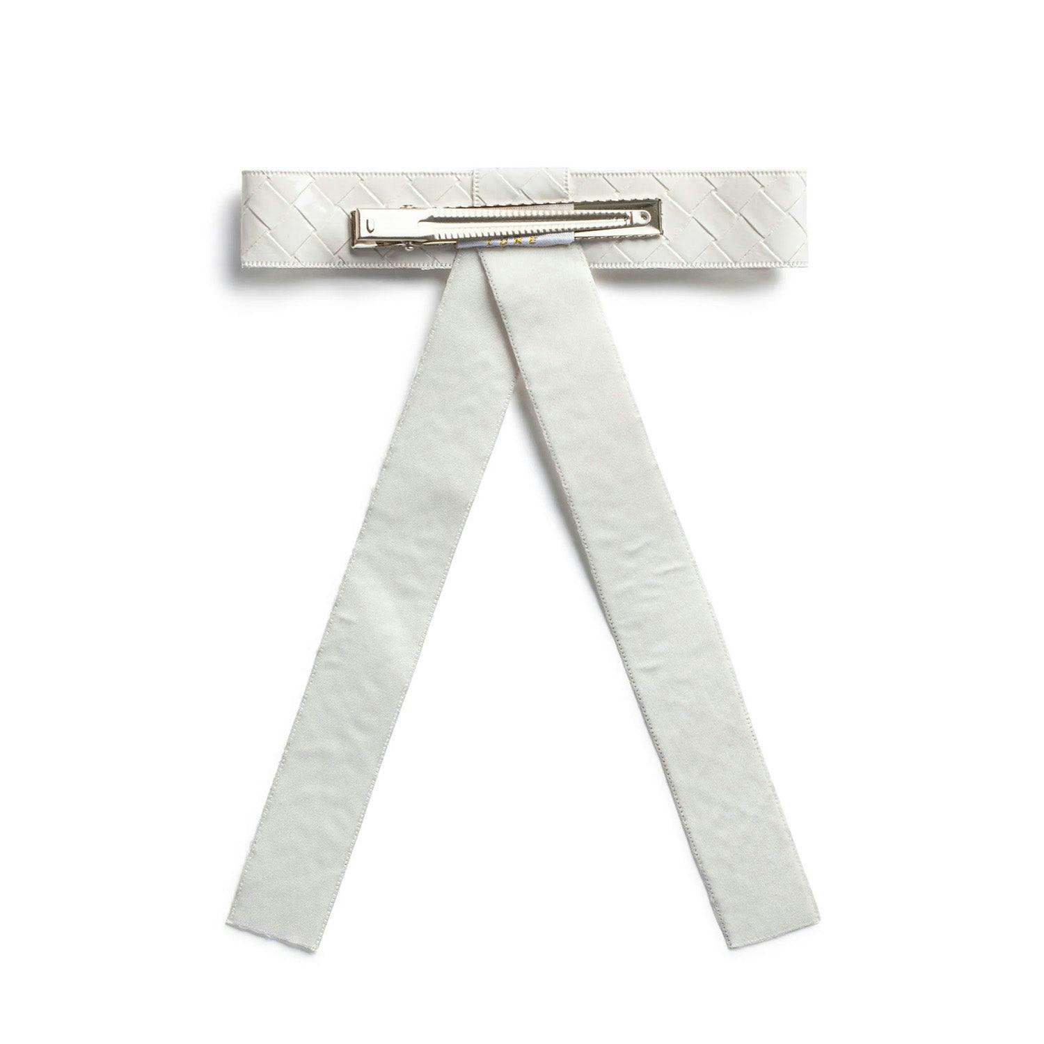 Halo Luxe Poppy Braided Woven Patent Clip - White
