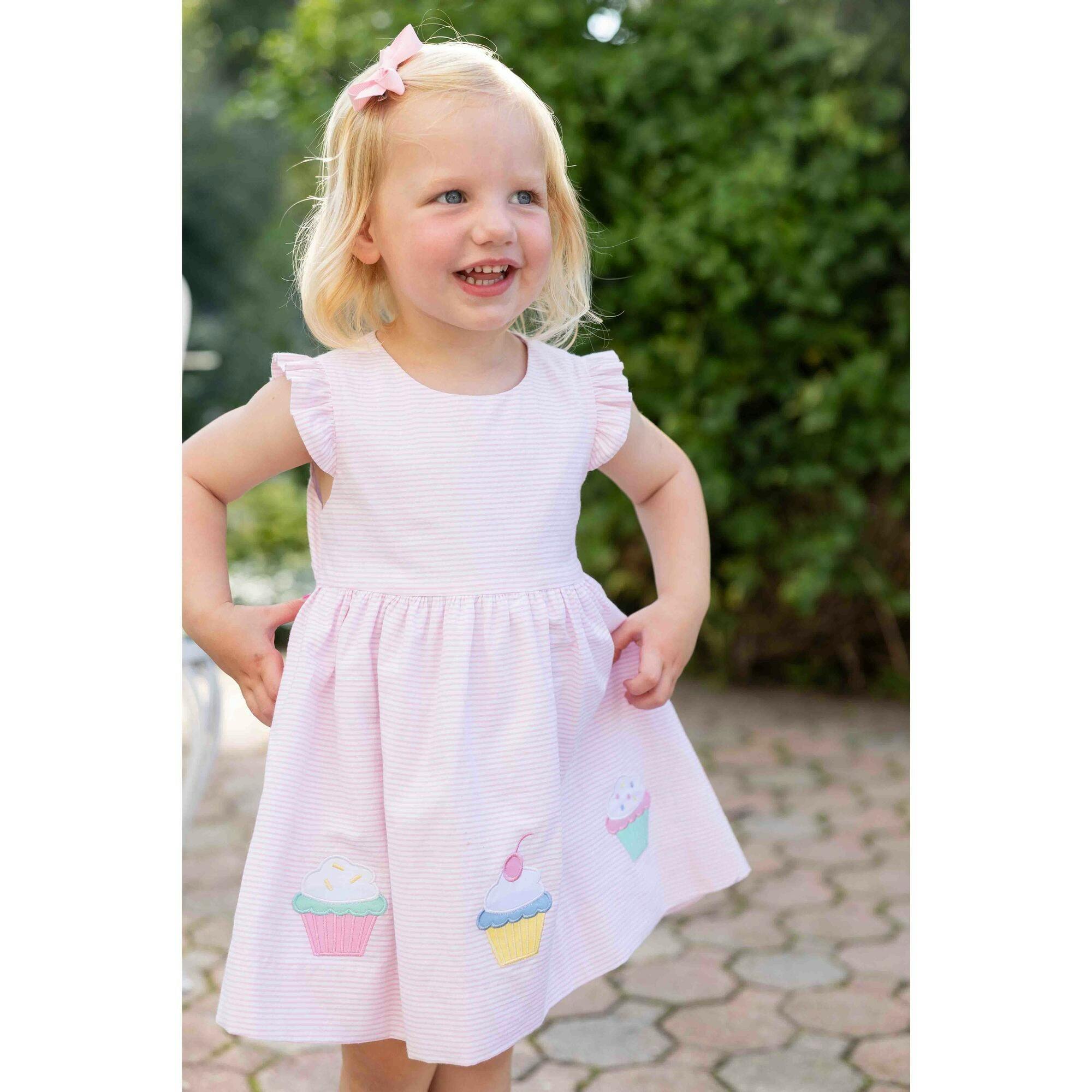 Seersucker Dress with Cupcakes