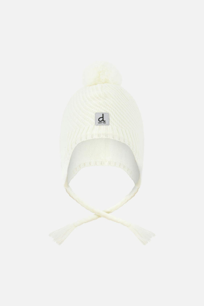 Winter Peruvian Knit Hat with Pompom Off-White
