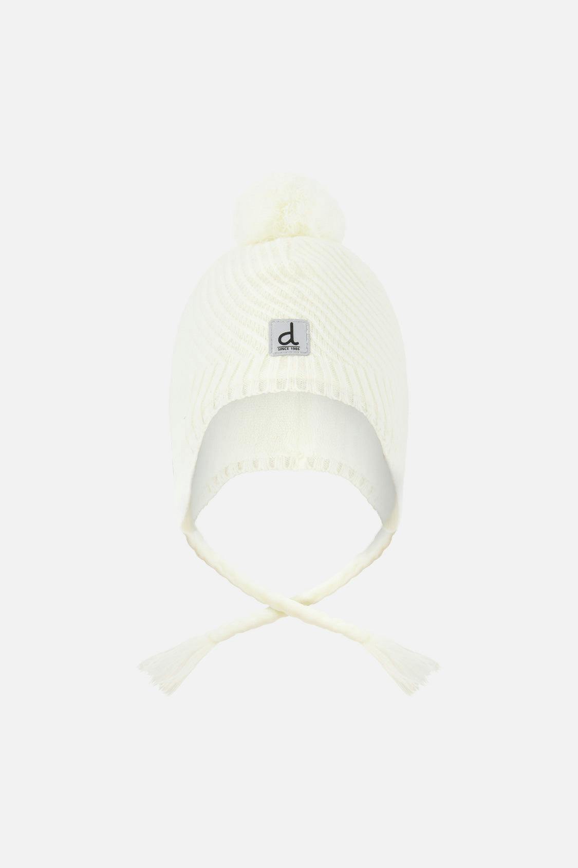 Winter Peruvian Knit Hat with Pompom Off-White