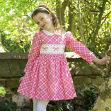 Bow Smocked Check Dress