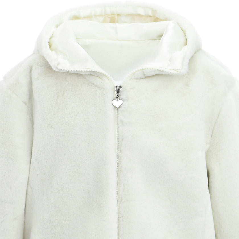 Ivory Plush Hooded Jacket