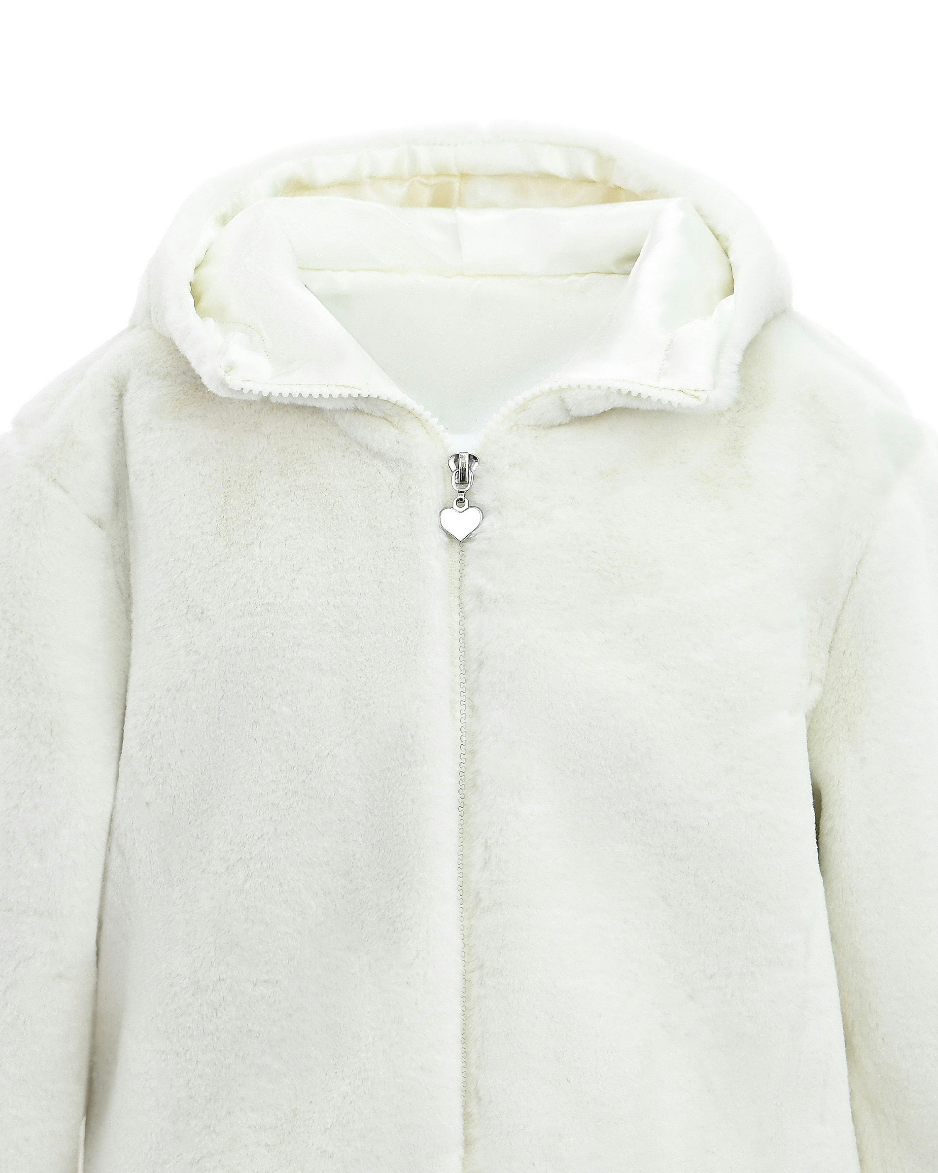 Ivory Plush Hooded Jacket
