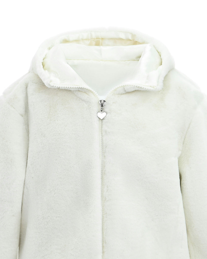 Ivory Plush Hooded Jacket