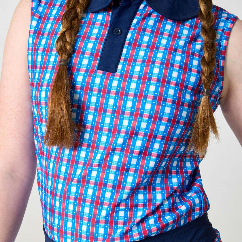 red white and gingham girly girl tank