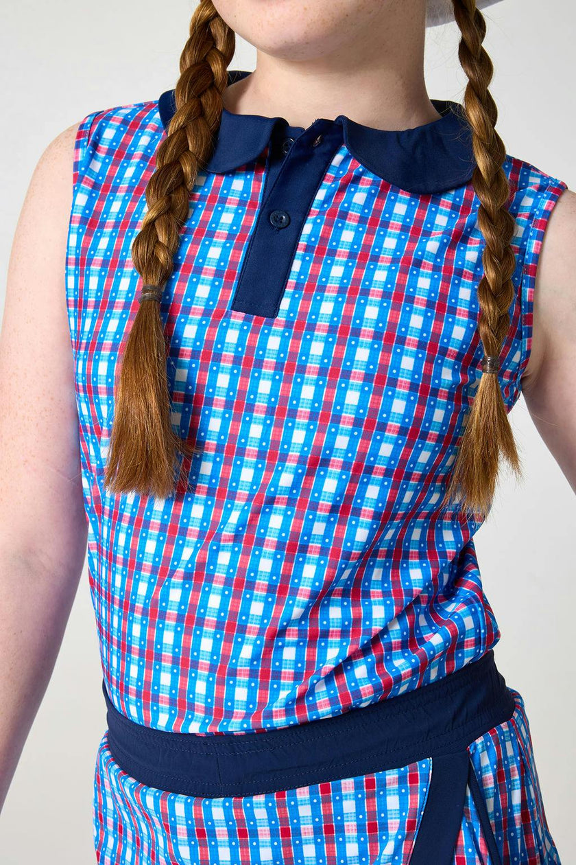 red white and gingham girly girl tank