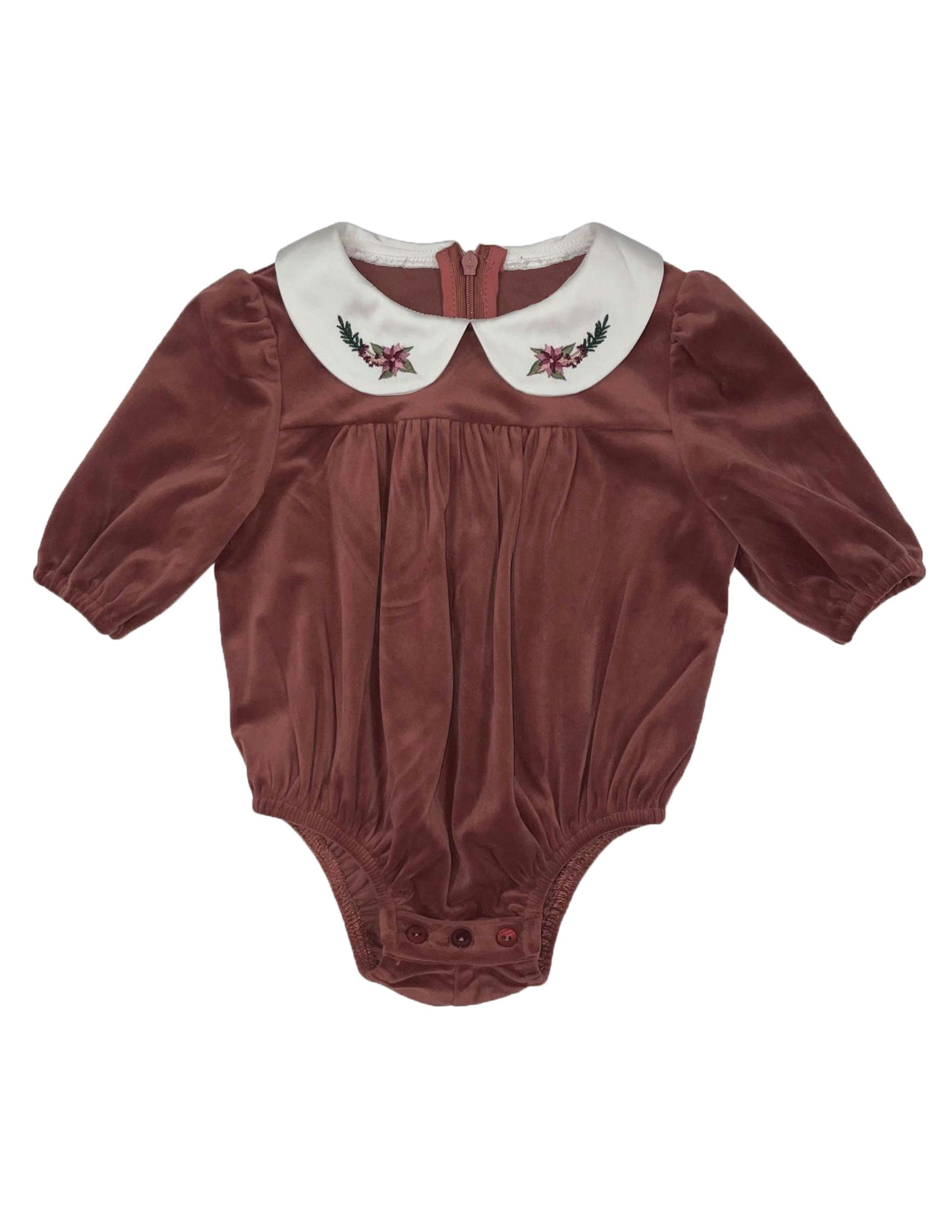 Velvet Butter Peter Pan Collar Long Sleeve Romper