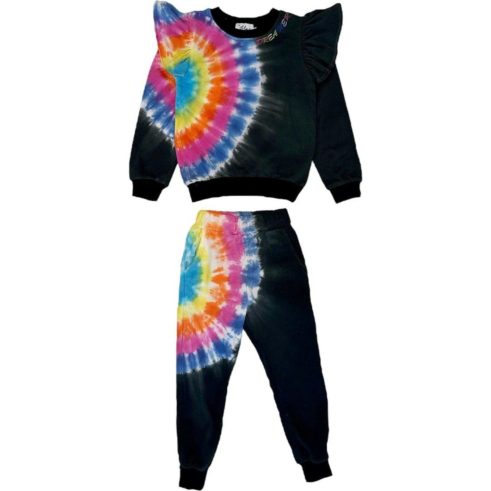 Women’s Rainbow Tie Dye Ruffle Set