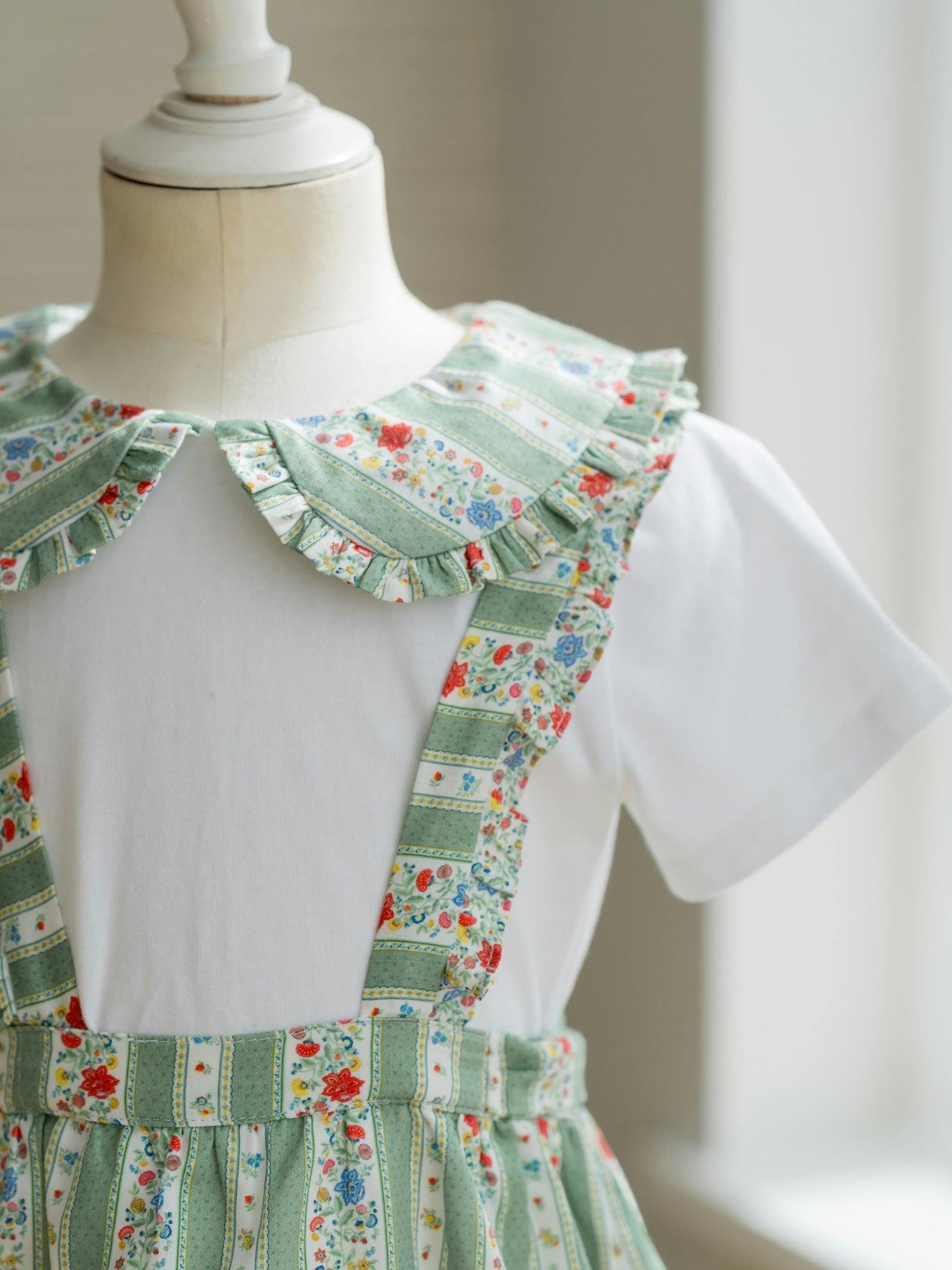 Sage Floral Stripe Rosalin Girl Top