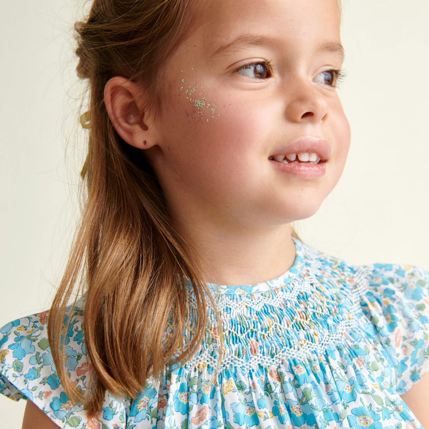 Made With Liberty Fabric Smocked Girls Blouse Soleil