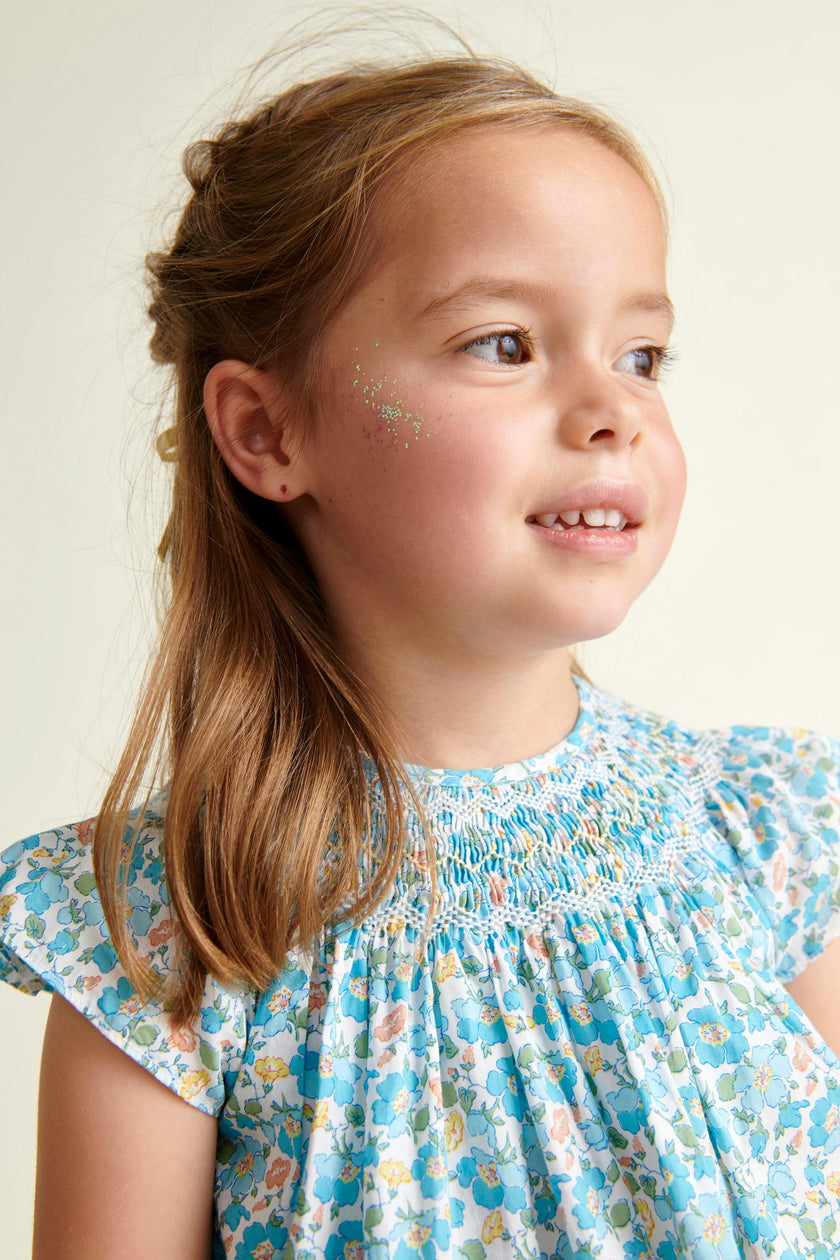 Made With Liberty Fabric Smocked Girls Blouse Soleil