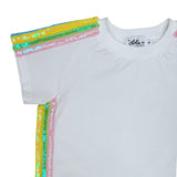 White Rainbow Stripe Short Set