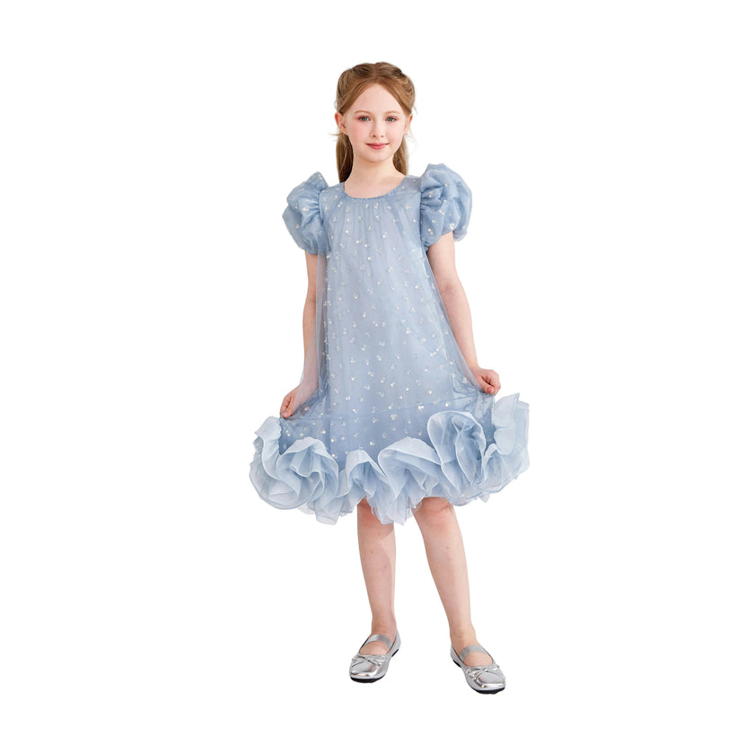 Light Blue Thalina Ruffle Dress