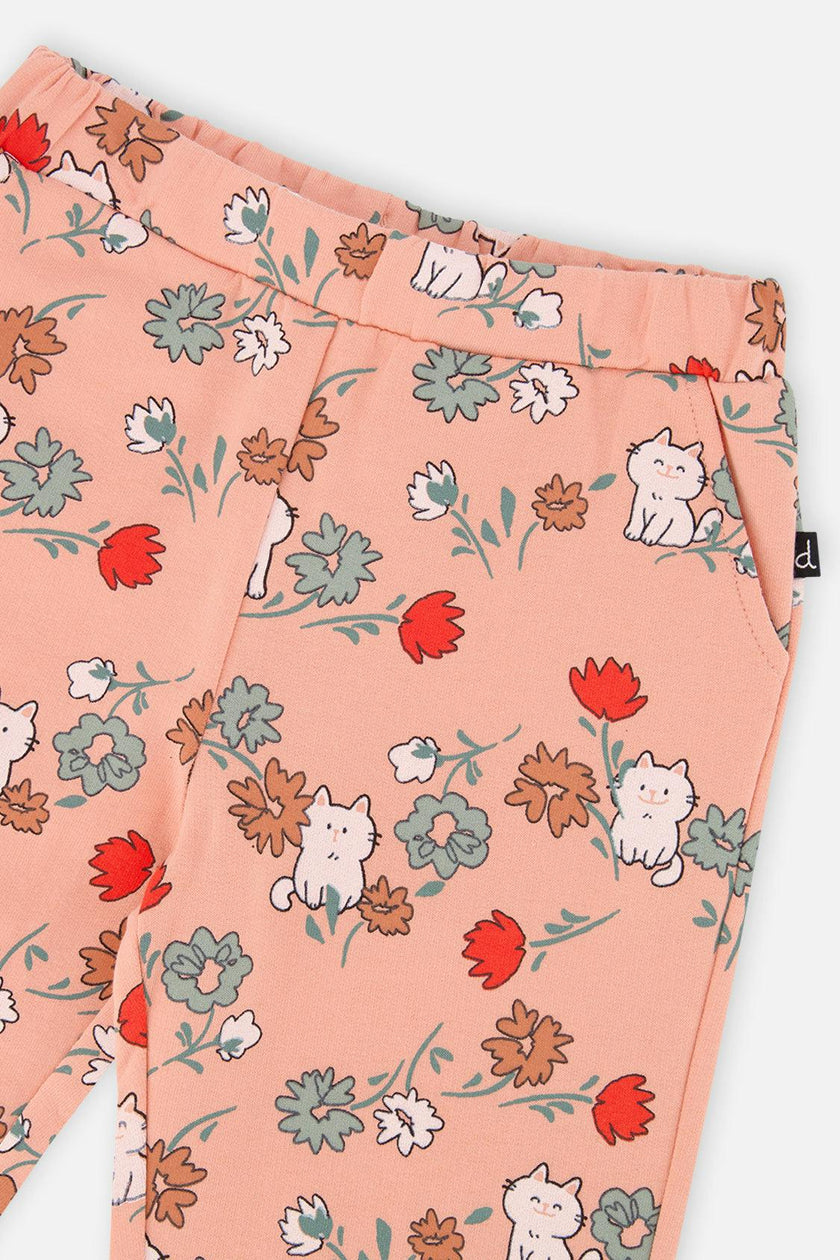 Baby French Terry Sweatpants Pink Cat Print