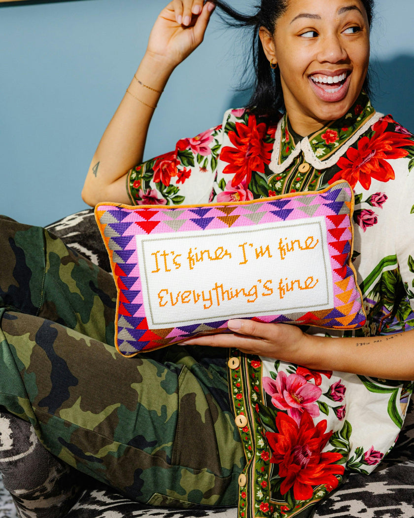 Everything's Fine Needlepoint Pillow