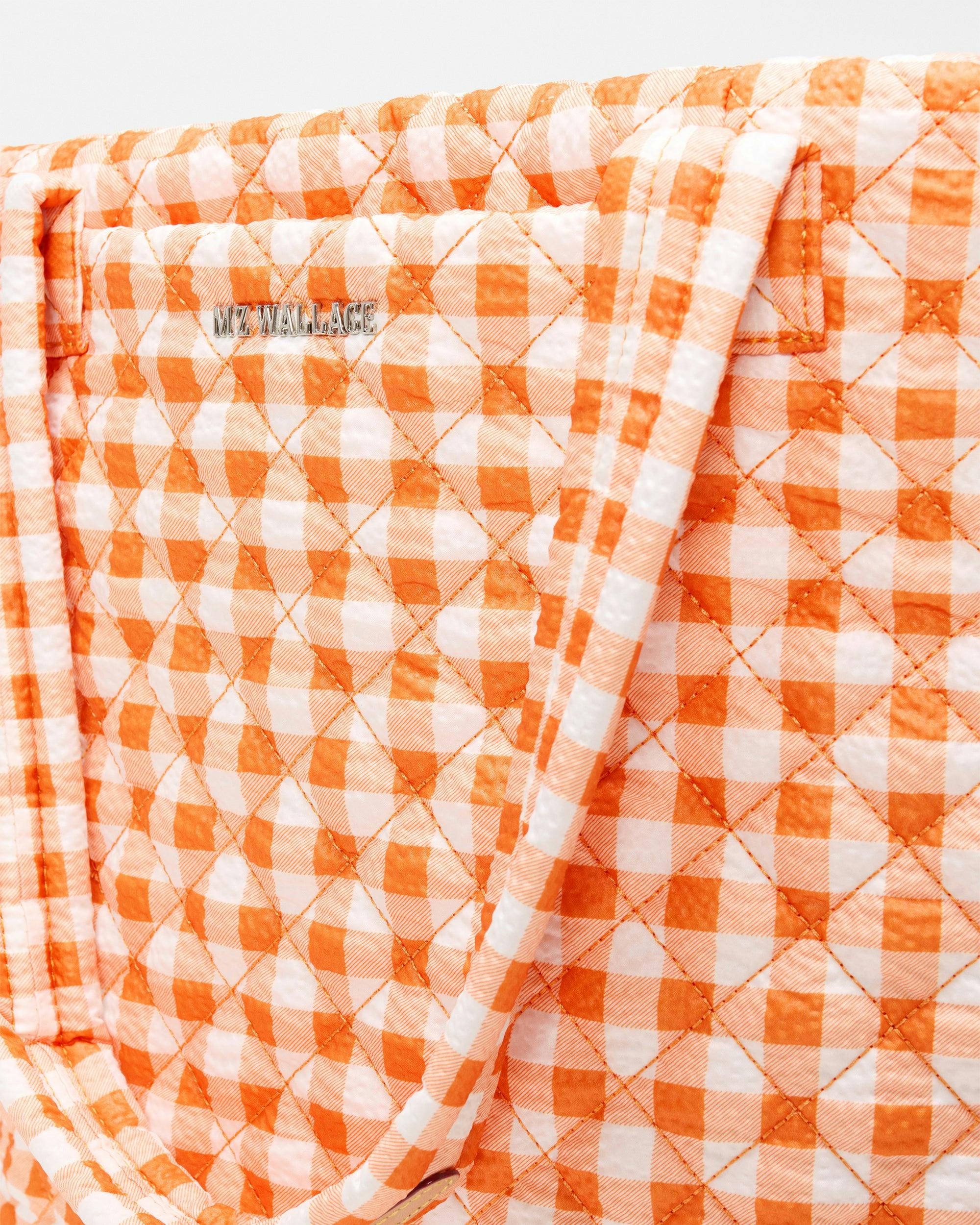 Sunset Orange Gingham Medium Metro Tote Deluxe