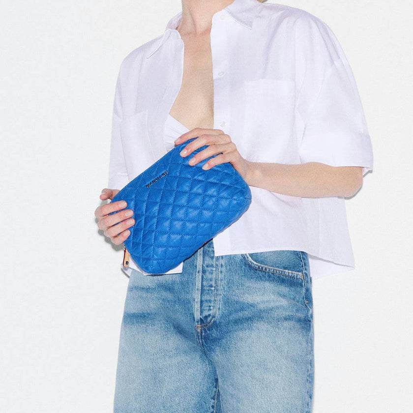 Surf Blue Medium Double Zip Cosmetic
