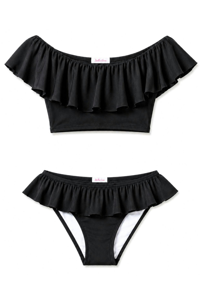 Wide Neck Ruffle Bikini