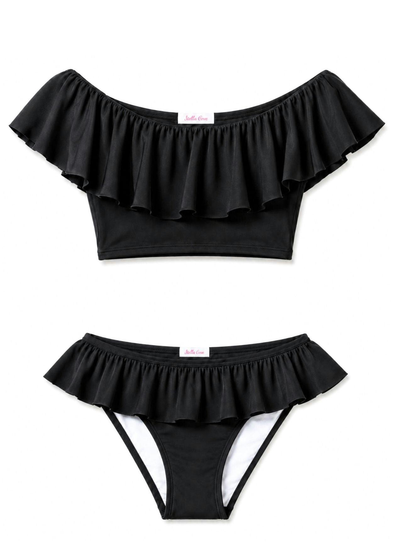 Wide Neck Ruffle Bikini