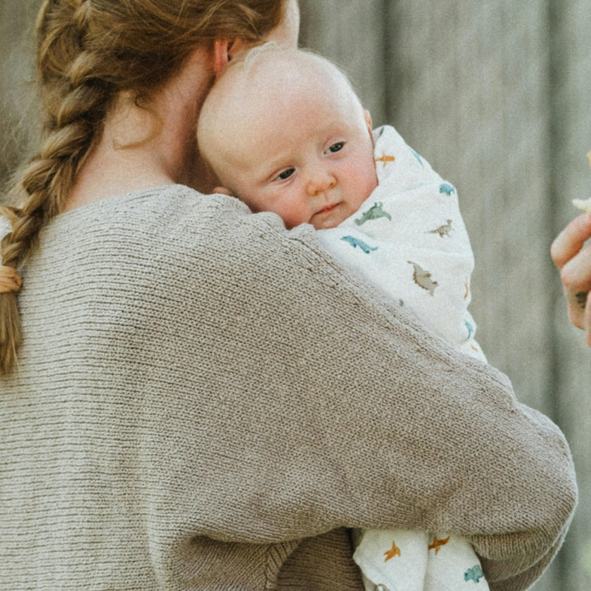 Organic Cotton Muslin Swaddle Blanket - Little Dino