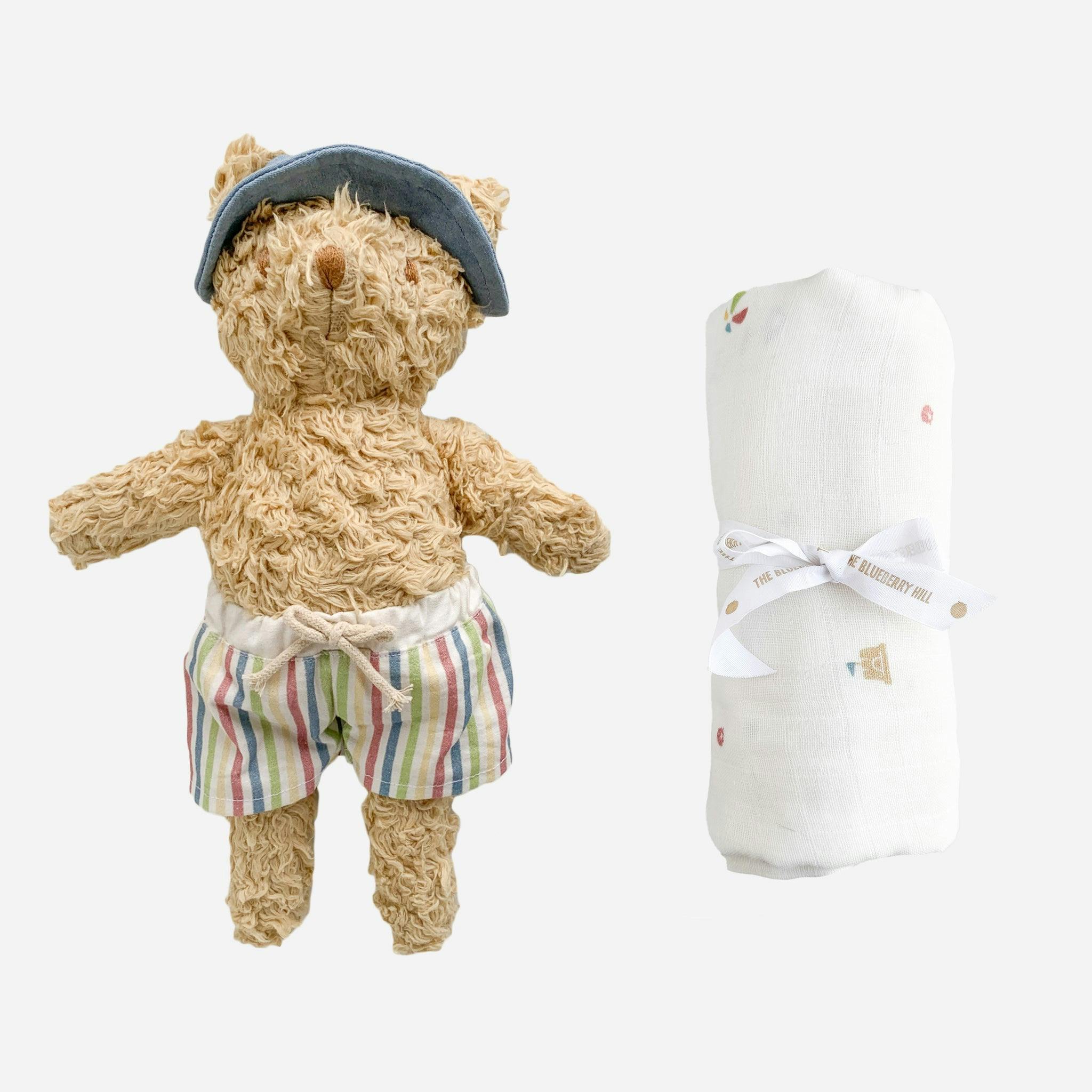 Eddie Bear Plush Toy Swaddle Set - Beach