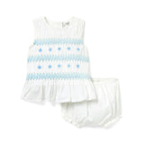 Baby Floral Smocked Matching Set, white