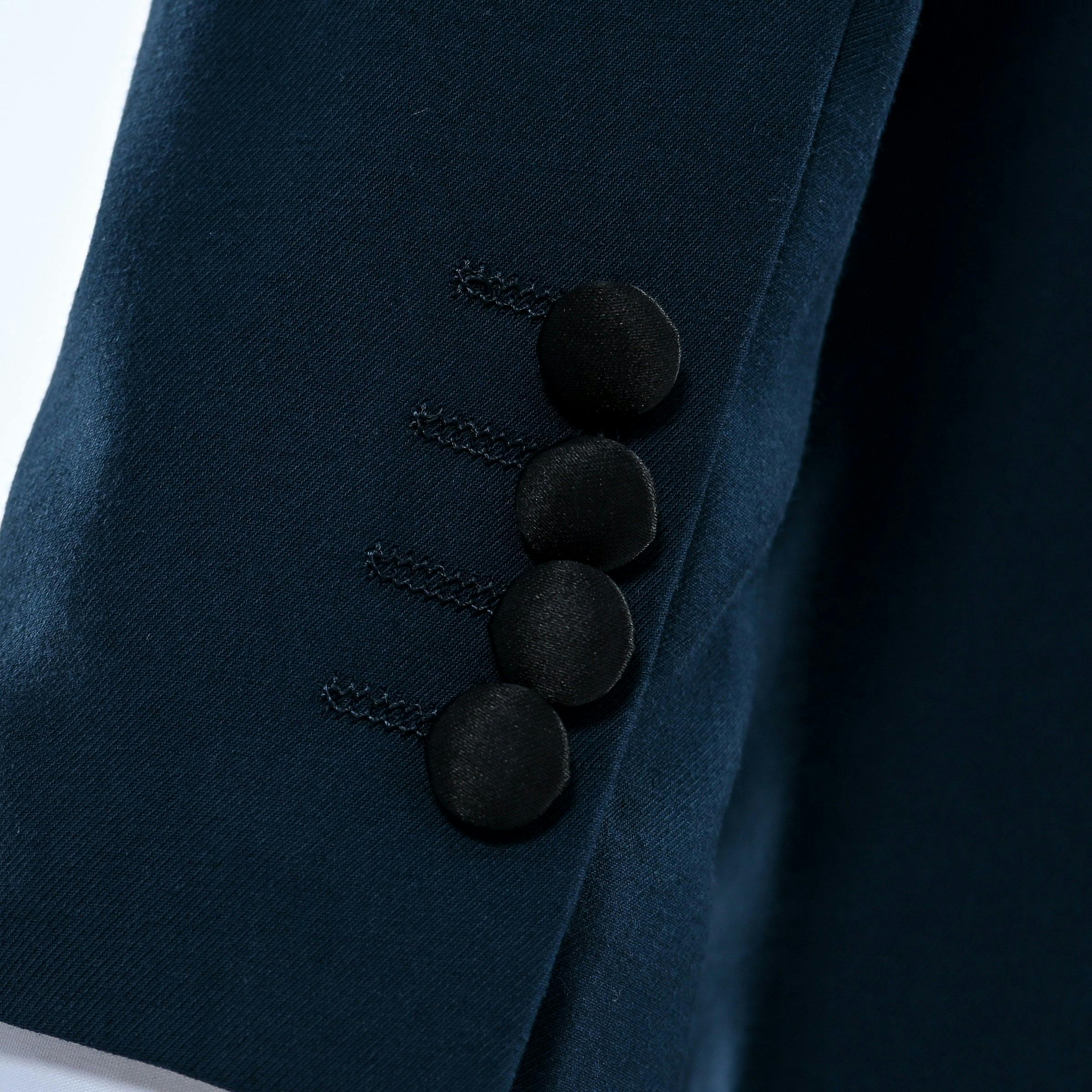 Navy Shawl Lapel Wool Suit