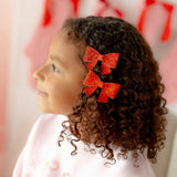 Ruby Sparkle Bow Clip Set