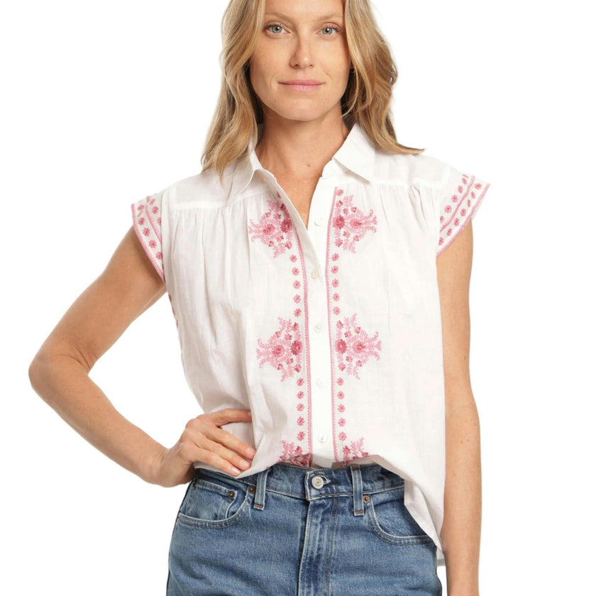 Esmeralda Blouse - White Blush