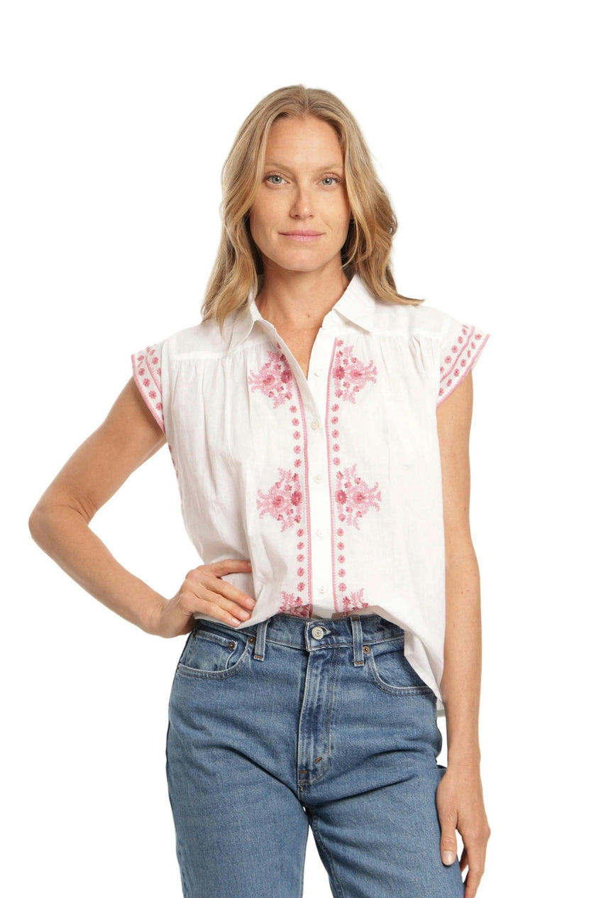 Esmeralda Blouse - White Blush